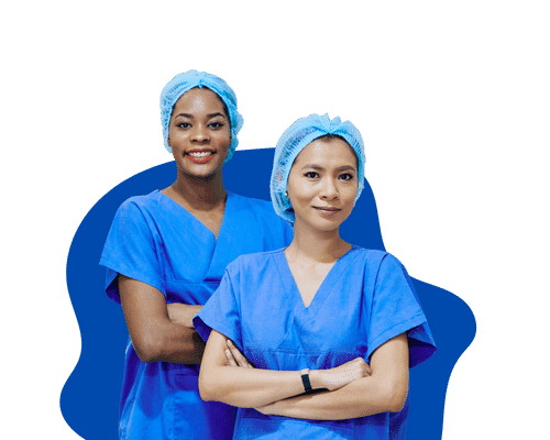Multi-ethnic pair of nurses