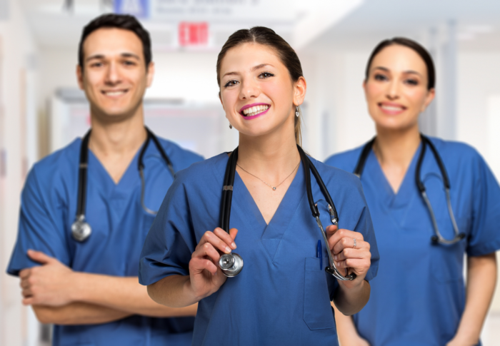 Portrait of a pair of travel nurses talking and smiling