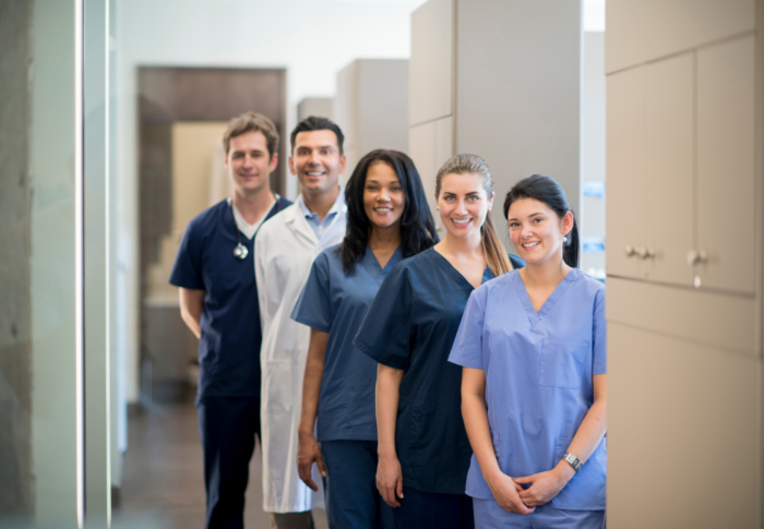 Portrait of a pair of travel nurses talking and smiling